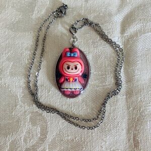 Handmade Kawaii “Labubu” Bunny Pendant Necklace with Rhinestones